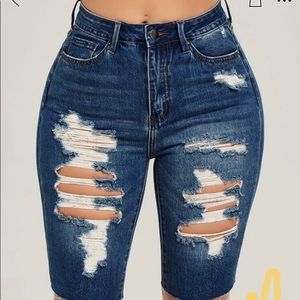 Denim distressed shorts